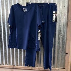 Women’s Scrub Set-Navy-3XL top/2XL Regular Length Pant